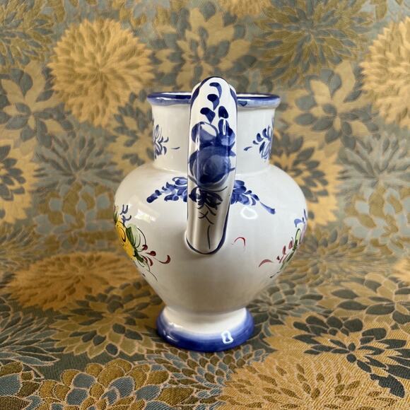 Majolica Pitcher Porta 28 – Vintage Portugal Floral Ceramic, 8 1/8″ Hand-Painted - Picture 6 of 8